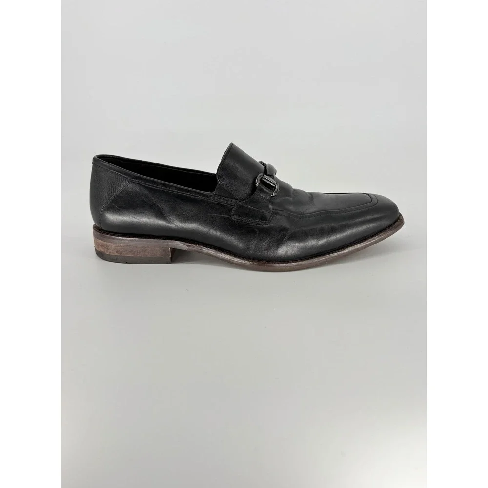 Johnston & Murphy Leather Bit Loafers Mens 10.5M Black Dress Shoes Slip On